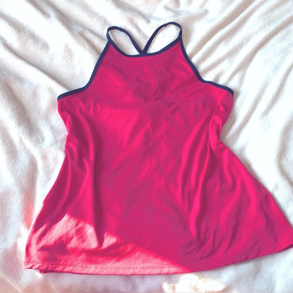 Old Navy Pink Sports Tank Top with Navy blue Trim Medium